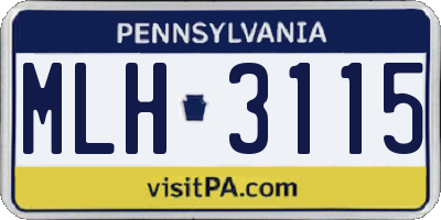 PA license plate MLH3115