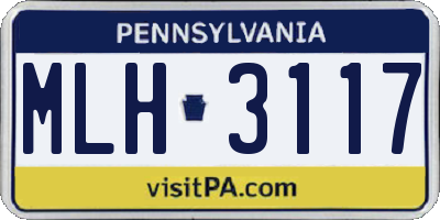 PA license plate MLH3117
