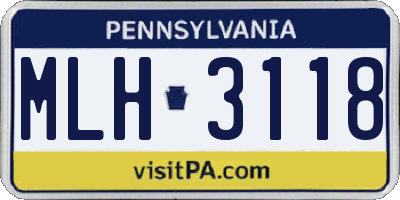 PA license plate MLH3118
