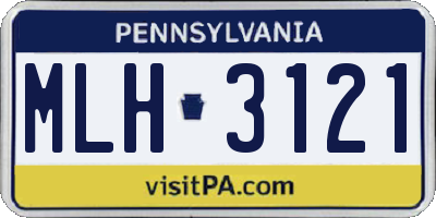 PA license plate MLH3121
