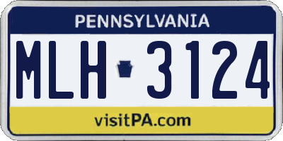 PA license plate MLH3124