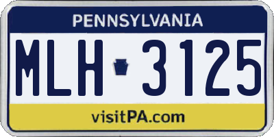 PA license plate MLH3125