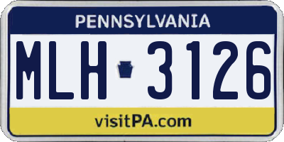 PA license plate MLH3126