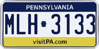 PA license plate MLH3133
