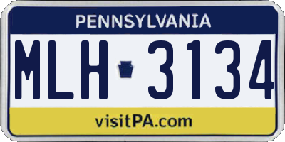 PA license plate MLH3134