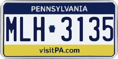 PA license plate MLH3135
