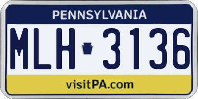 PA license plate MLH3136