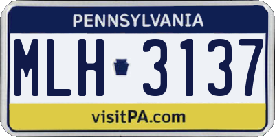 PA license plate MLH3137