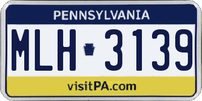 PA license plate MLH3139