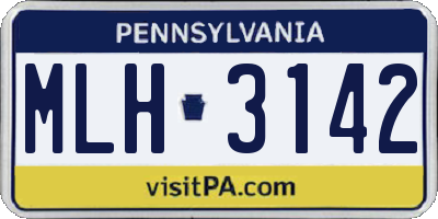 PA license plate MLH3142