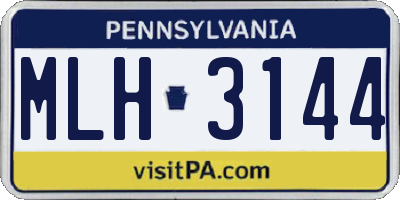 PA license plate MLH3144