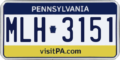 PA license plate MLH3151