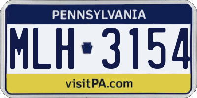 PA license plate MLH3154