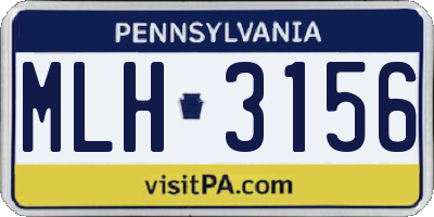 PA license plate MLH3156