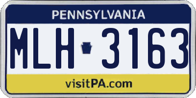 PA license plate MLH3163