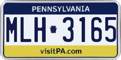 PA license plate MLH3165