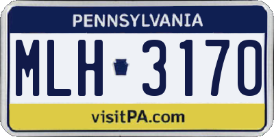PA license plate MLH3170
