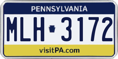 PA license plate MLH3172