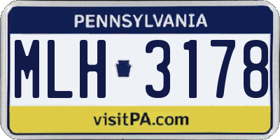 PA license plate MLH3178