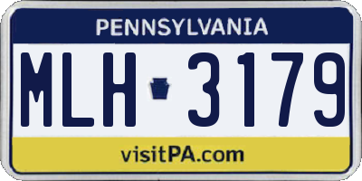 PA license plate MLH3179