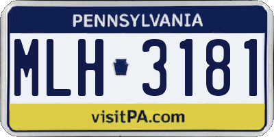 PA license plate MLH3181