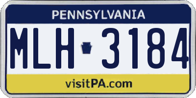 PA license plate MLH3184