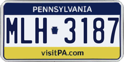 PA license plate MLH3187