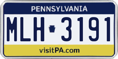 PA license plate MLH3191