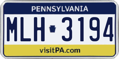 PA license plate MLH3194