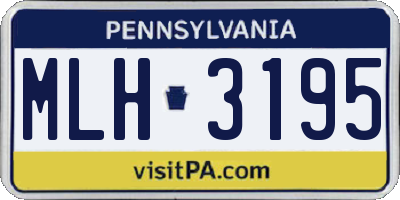 PA license plate MLH3195