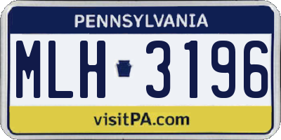 PA license plate MLH3196