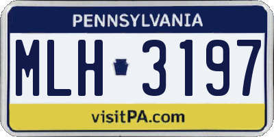PA license plate MLH3197