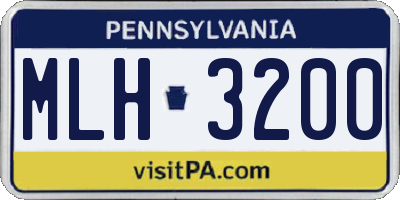 PA license plate MLH3200