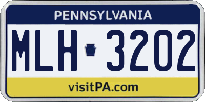 PA license plate MLH3202