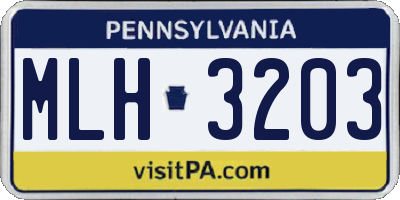 PA license plate MLH3203