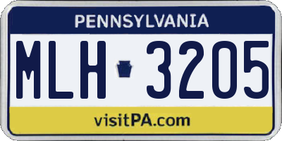 PA license plate MLH3205