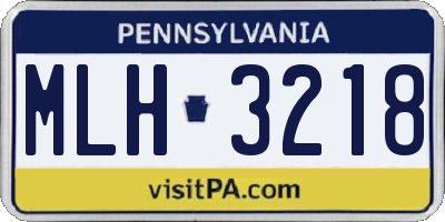 PA license plate MLH3218
