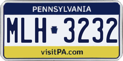 PA license plate MLH3232