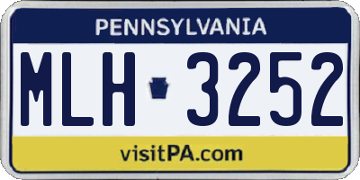 PA license plate MLH3252