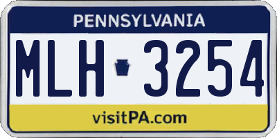 PA license plate MLH3254