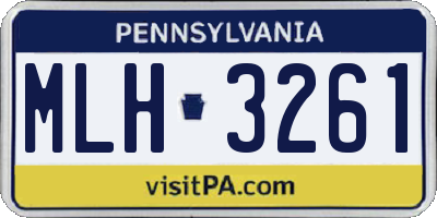 PA license plate MLH3261