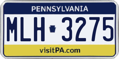 PA license plate MLH3275