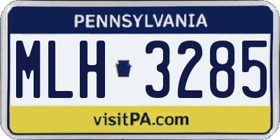 PA license plate MLH3285