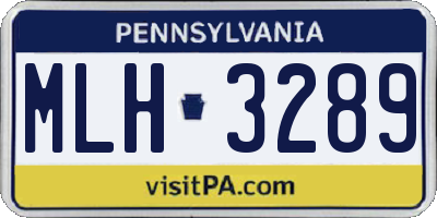 PA license plate MLH3289