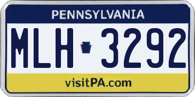 PA license plate MLH3292