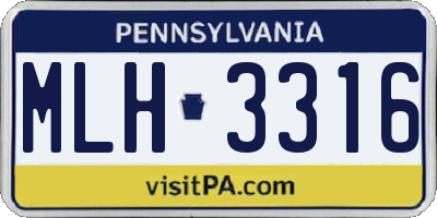 PA license plate MLH3316