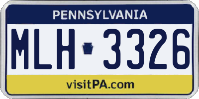 PA license plate MLH3326
