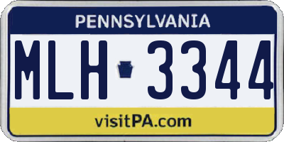 PA license plate MLH3344