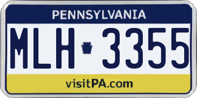 PA license plate MLH3355