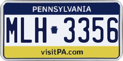 PA license plate MLH3356